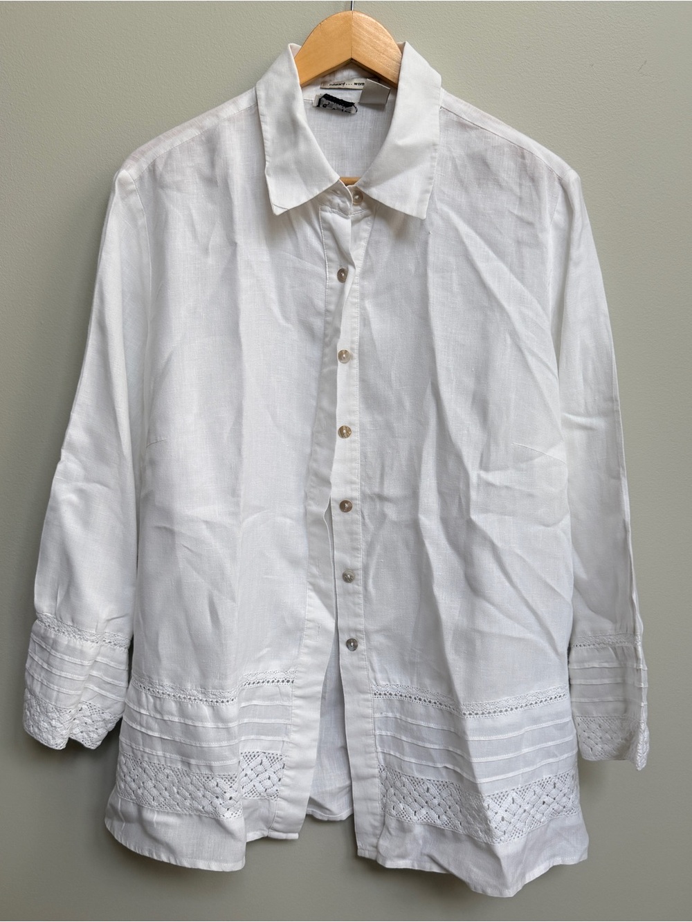 White Edward Irish linen Button-Front Women's Shirt XL